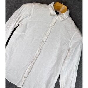 J. Crew Baird McNutt Irish Linen Button Down Shirt White Womens Size 4 Slim Chic